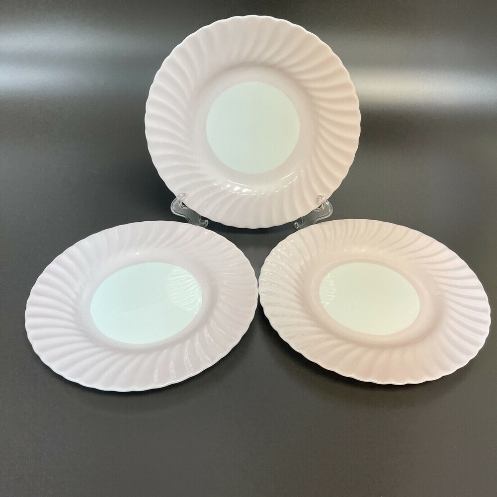 Minton Salad Plates Swirl Edge Pink White 9"‎ Lot of 3